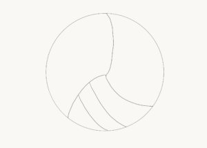 How to Draw a Volleyball fifth Step - Draw curved lines in one third of the ball