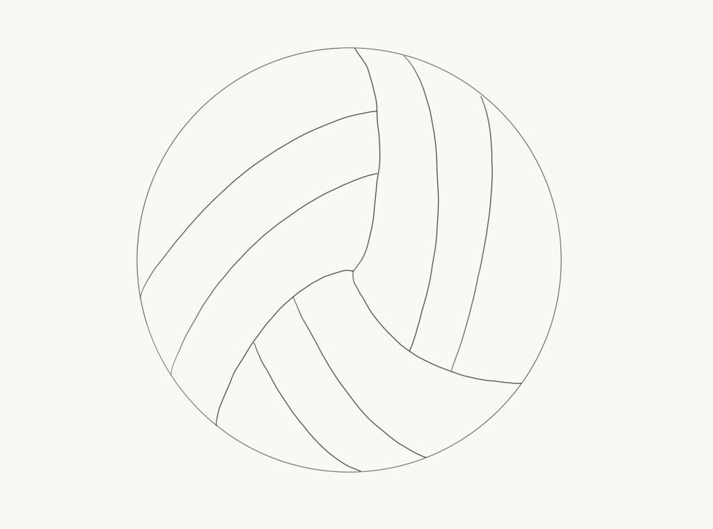 How to Draw a Volleyball seventh Step - Draw curved lines on last third of the ball
